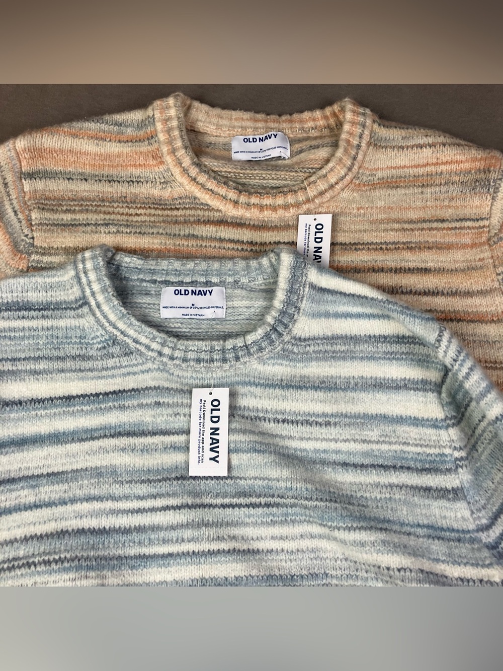 Old Navy Men’s Size M Space Dye Striped Sweater Peach & Blue NWT (Lot of 2!). Li